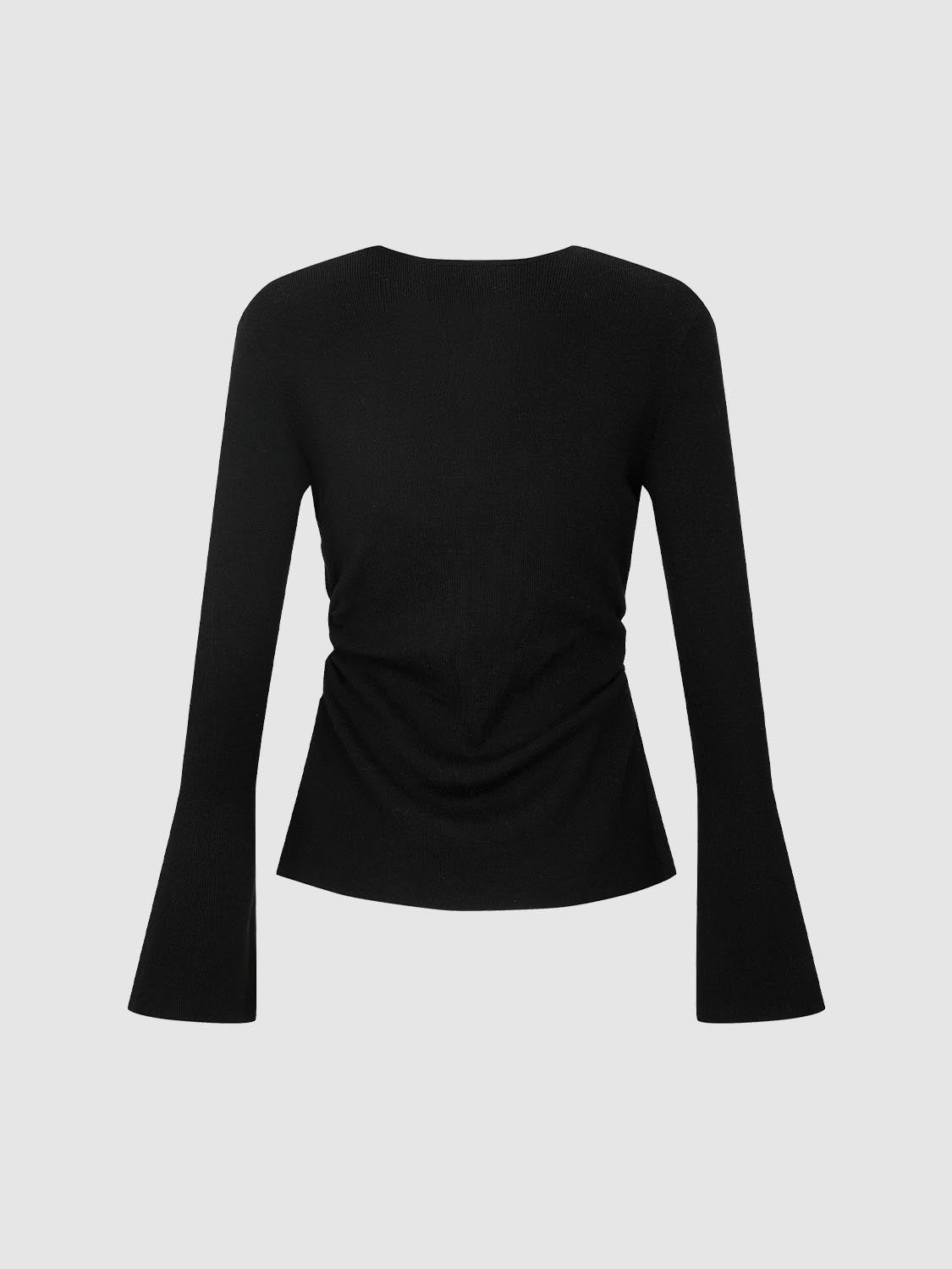 Button Up Long Sleeve Skinny Knitted T-Shirts