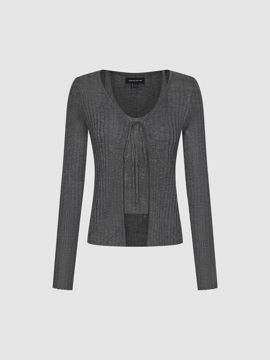 2 In 1 Long Sleeve Knitted T-Shirts