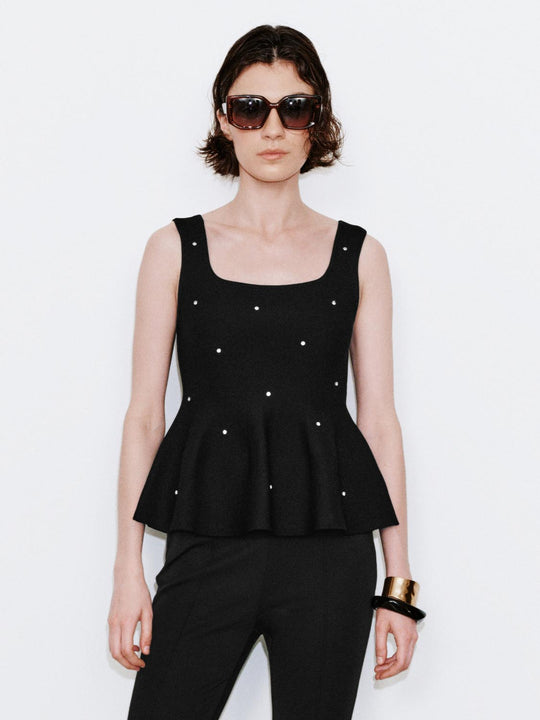 Studded Sleeveless Knitted T-Shirts