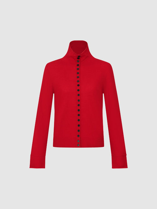 Mock Neck Long Sleeve Button Knit Sweater