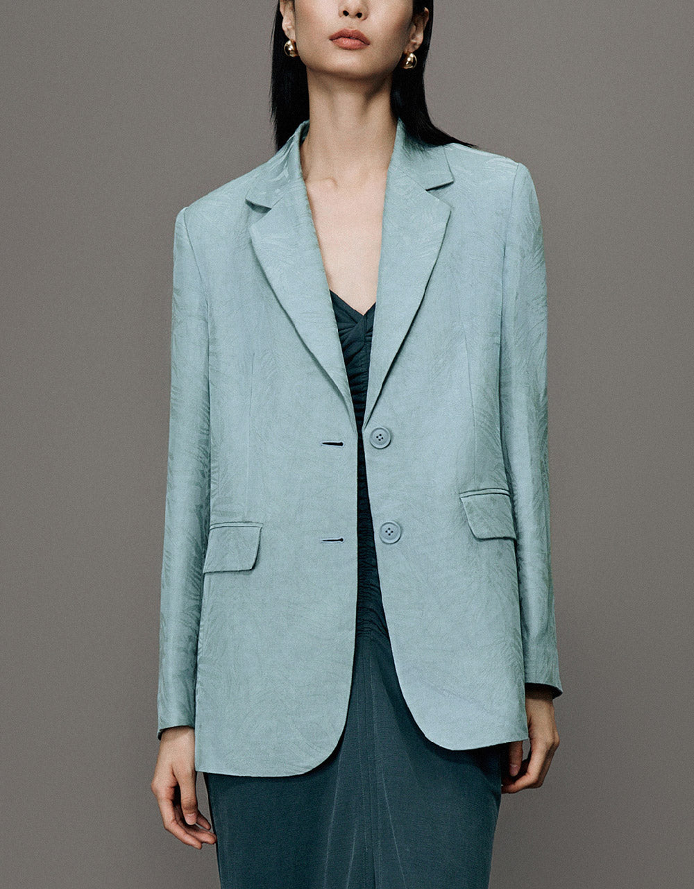 Pritned Notch Lapel Blazer