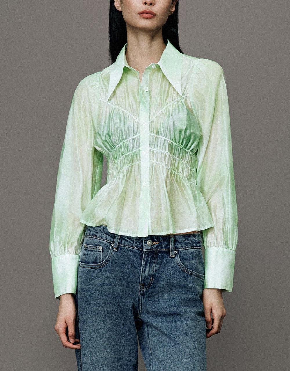 Elastic Waist Straight Blouse
