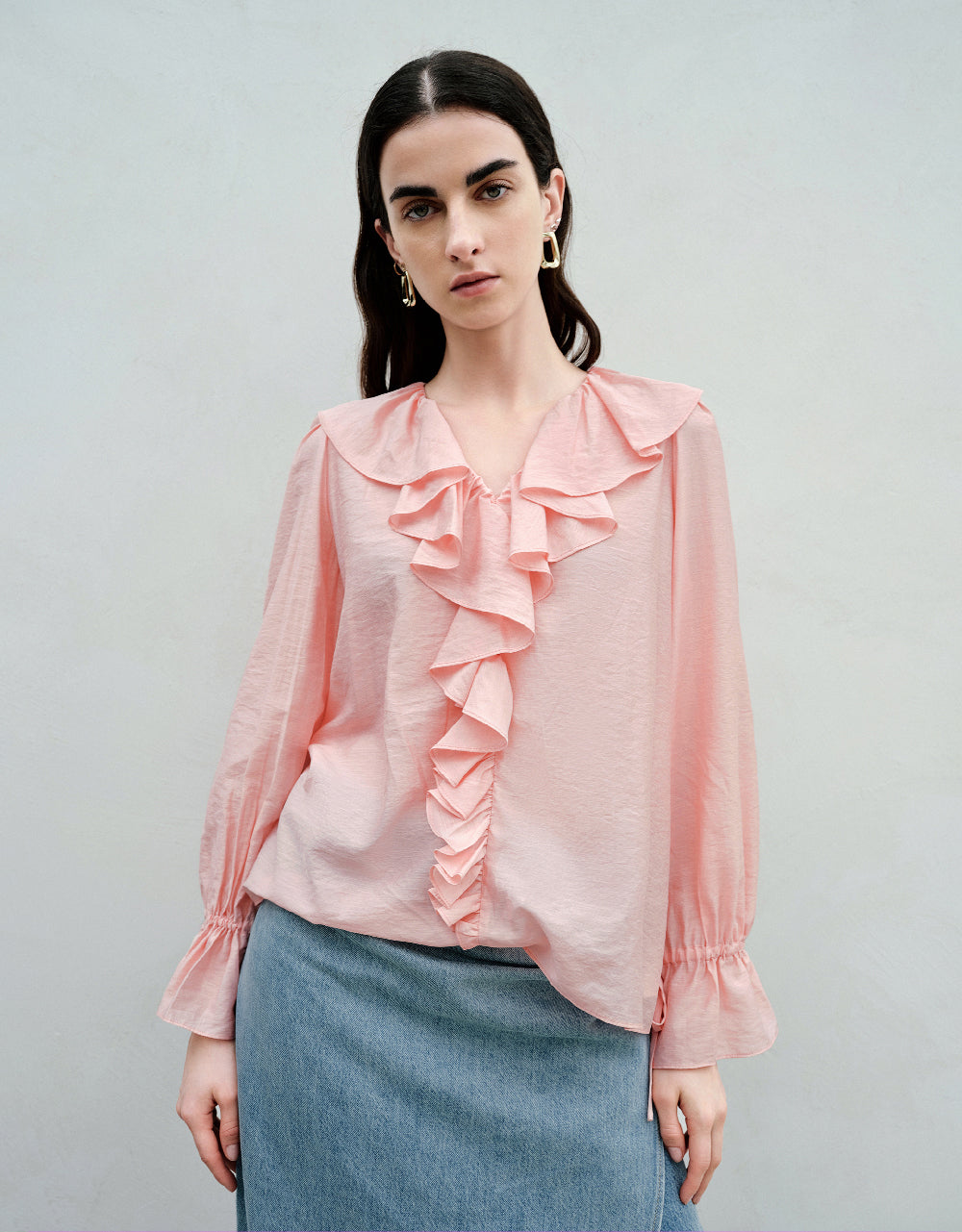 Ruffle V-Neck Blouse