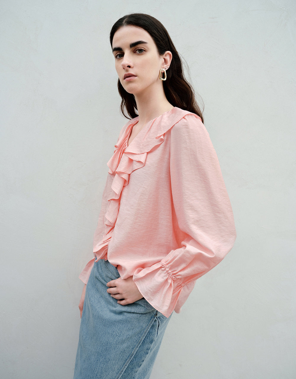 Ruffle V-Neck Blouse