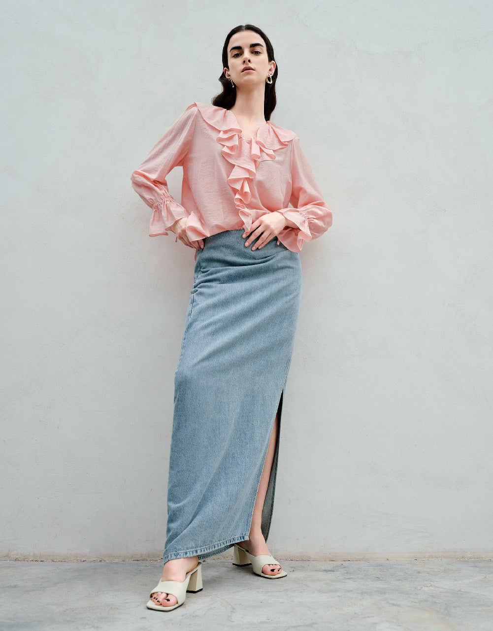 Ruffle V-Neck Blouse