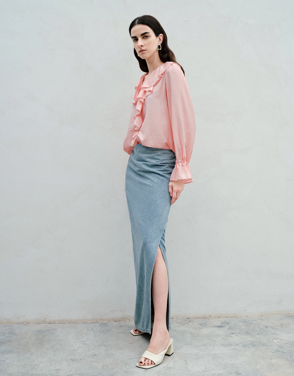 Ruffle V-Neck Blouse