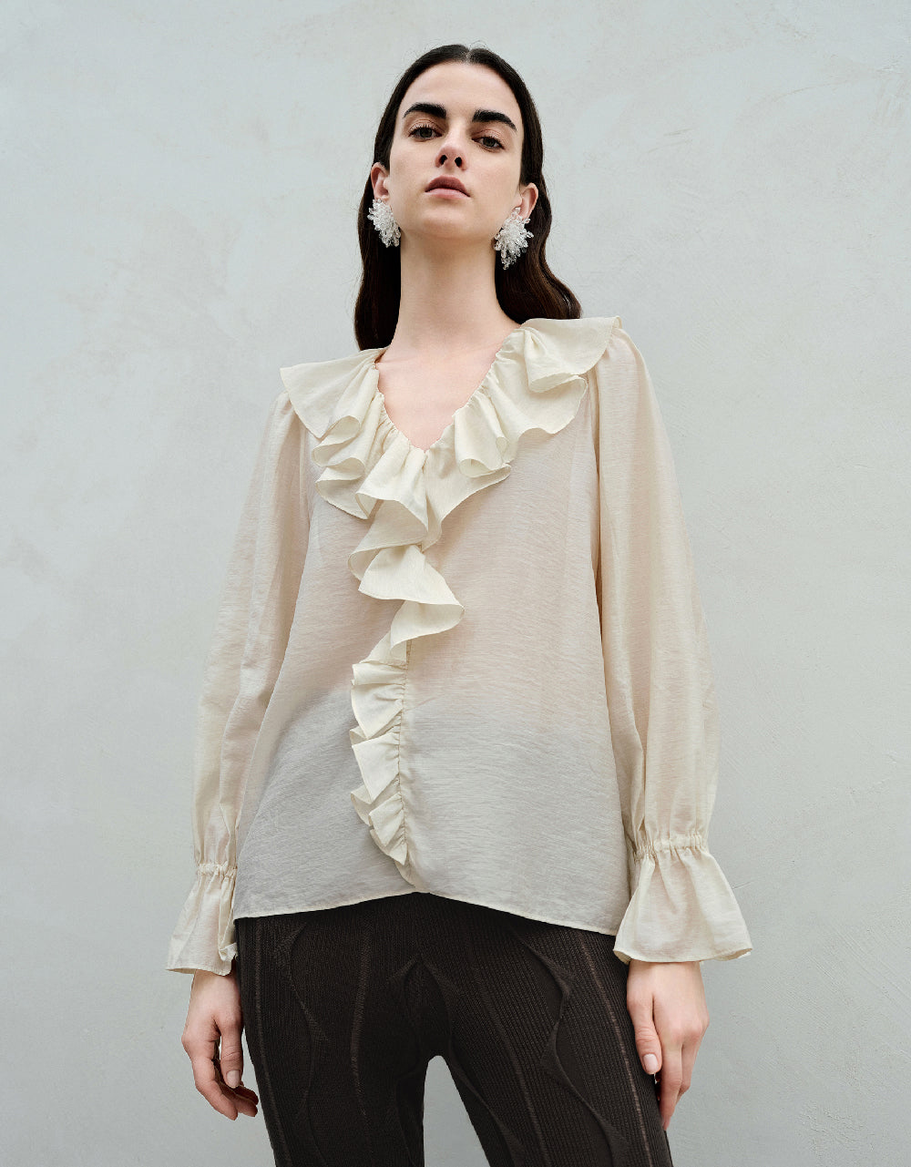 Ruffle V-Neck Blouse