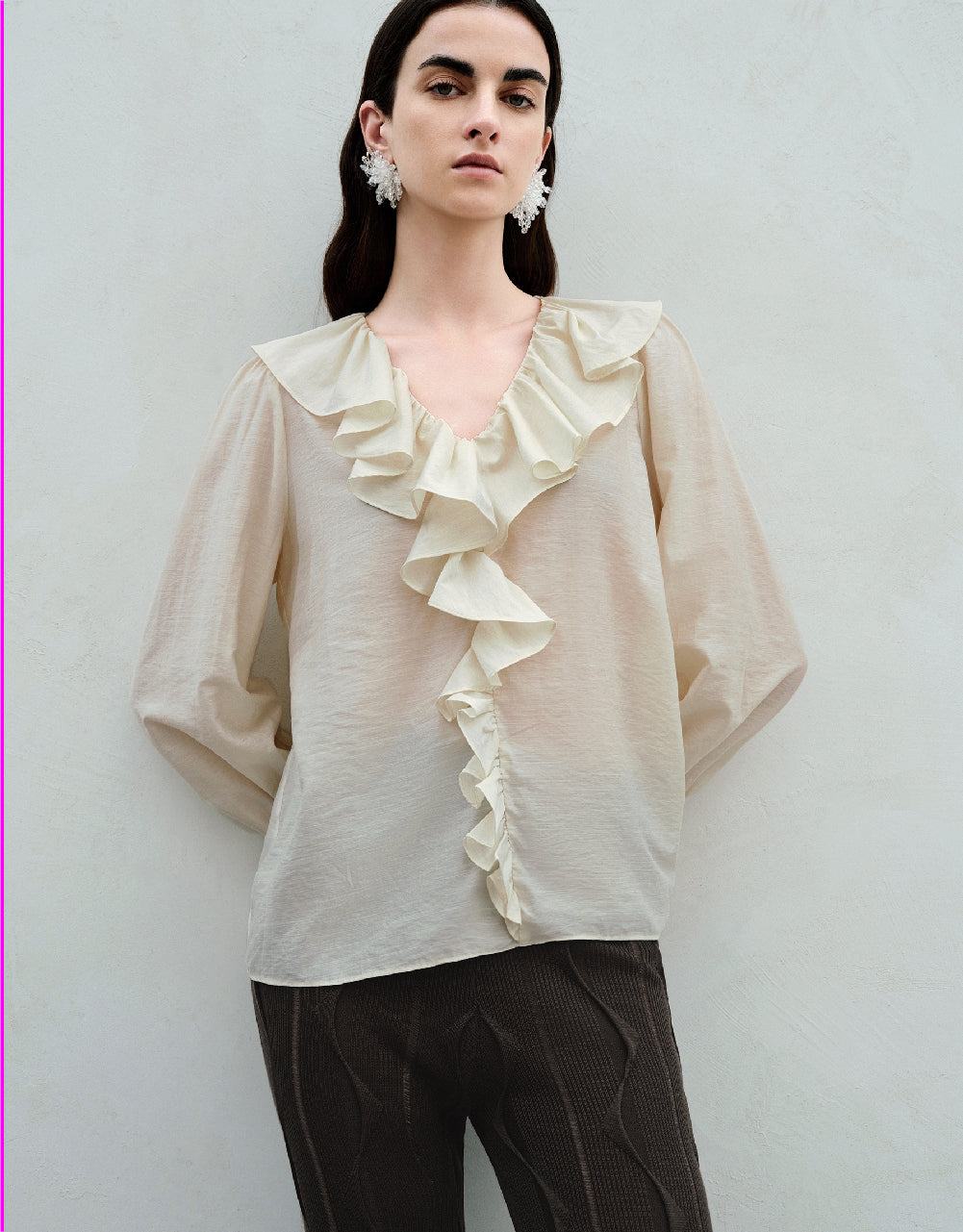 Ruffle V-Neck Blouse