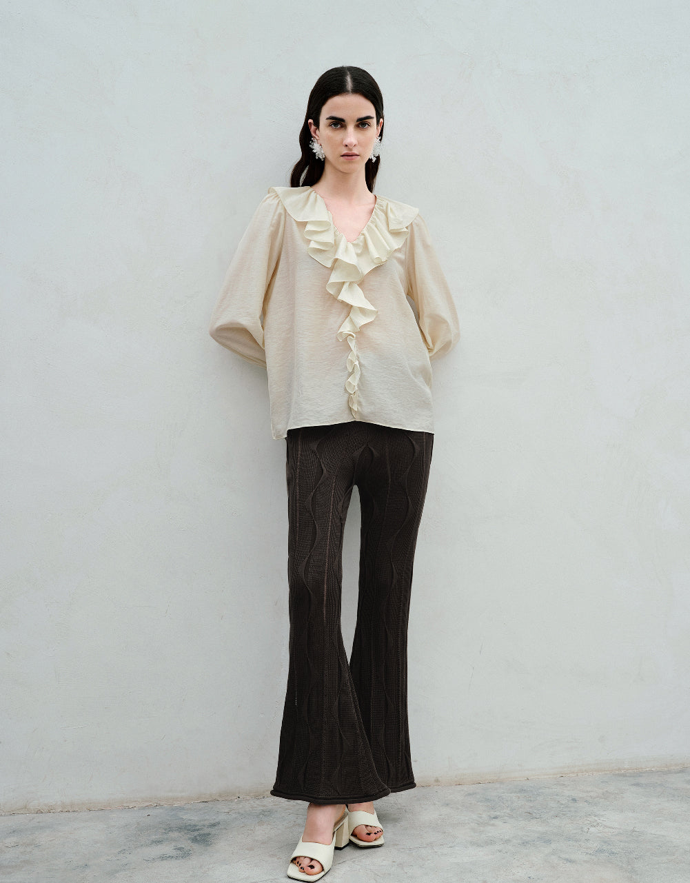 Ruffle V-Neck Blouse