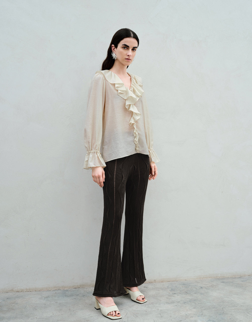Ruffle V-Neck Blouse
