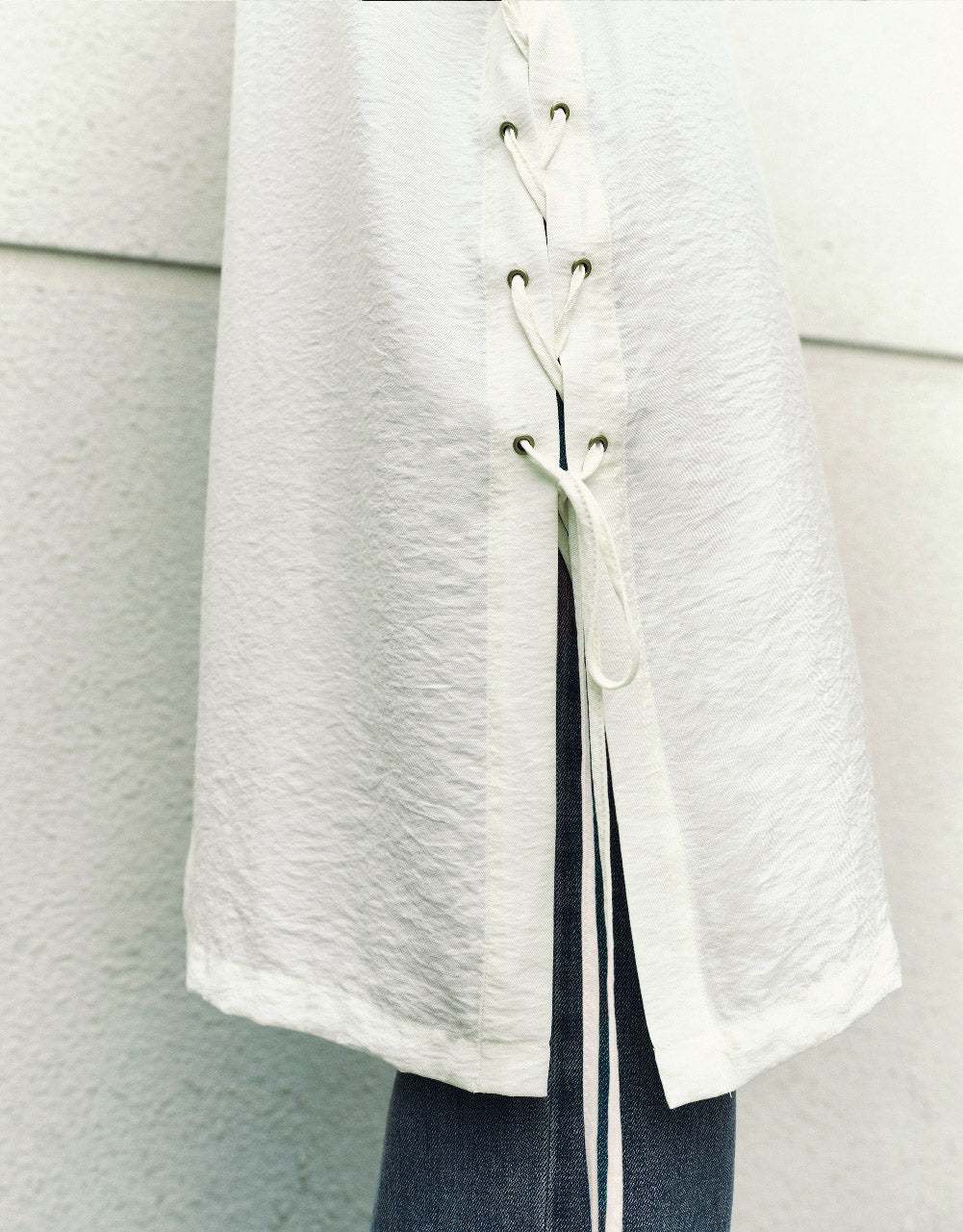 Lace Up Side Straight Shirt