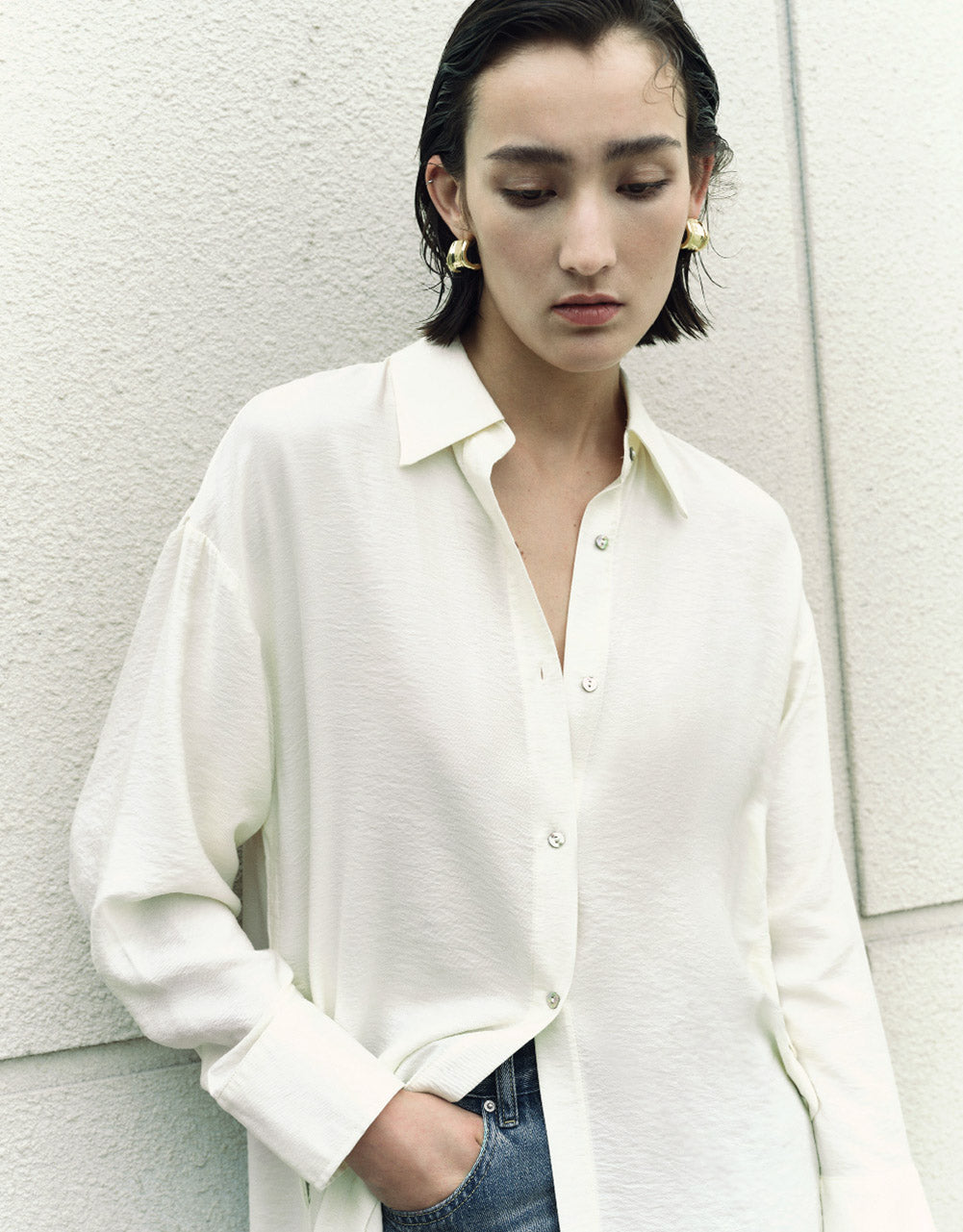 Lace Up Side Straight Shirt