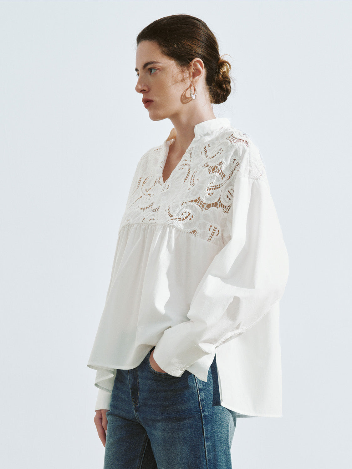 Notch Neck Oversized Blouse