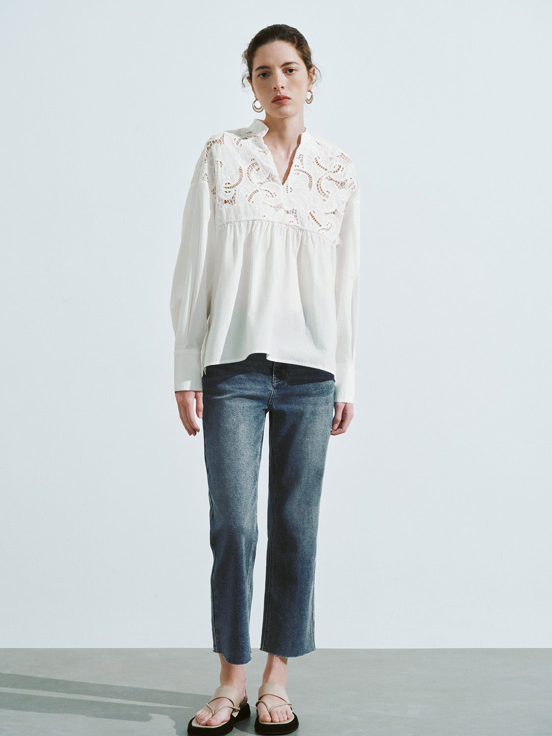 Notch Neck Oversized Blouse