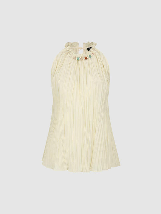Frill Halter Neck Sleeveless Shirt
