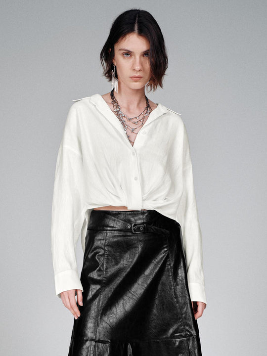 Linen Blend Overhead Loose Fit Shirt