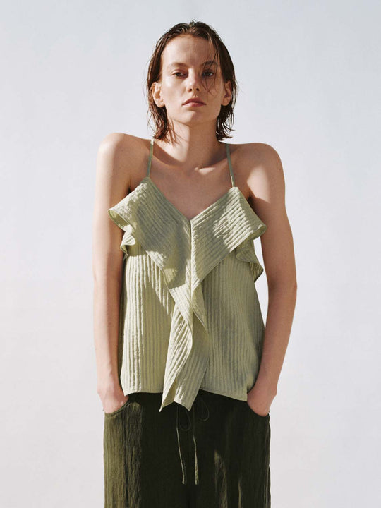 Strappy Ruffle Trim Cami Tops