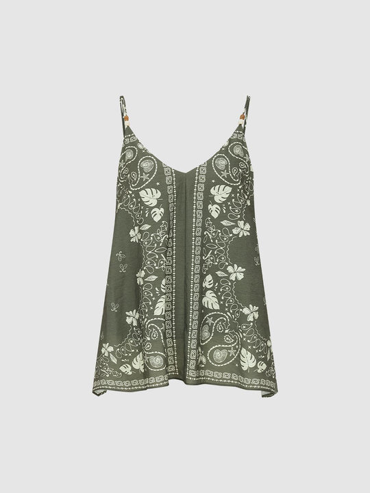 Printed Strappy Cami Tops