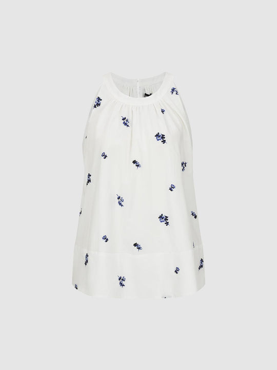 Cotton Embroidered Floral Motifs Midi Dress
