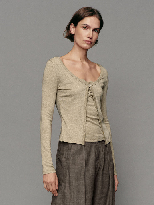 Ruched Lace Trim Long Sleeve Knit Cardigan