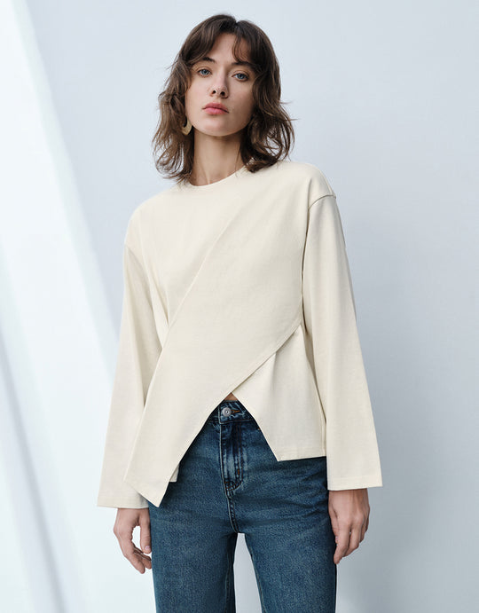 Asymmetric Crew Neck Regular T-Shirt