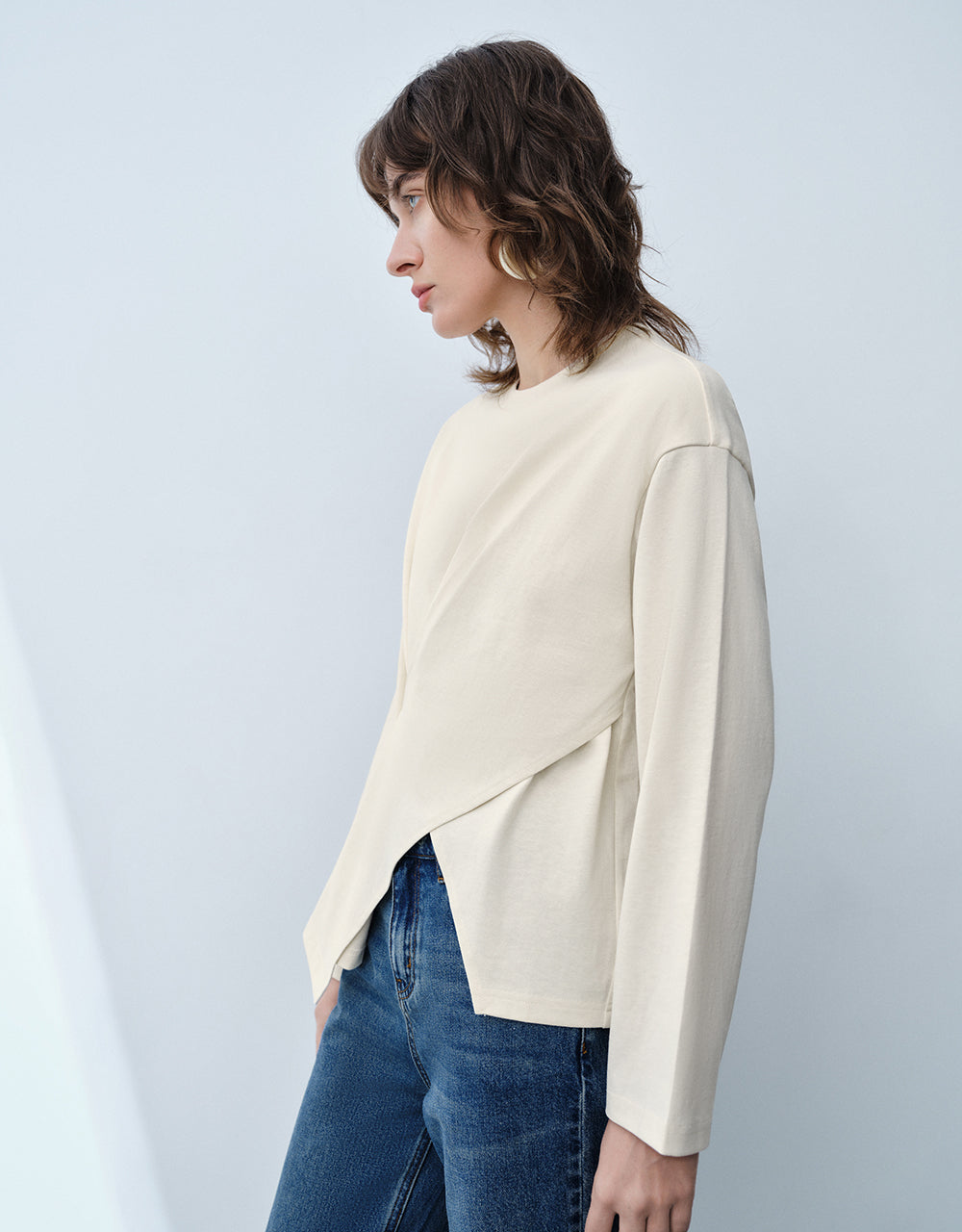 Asymmetric Crew Neck Regular T-Shirt