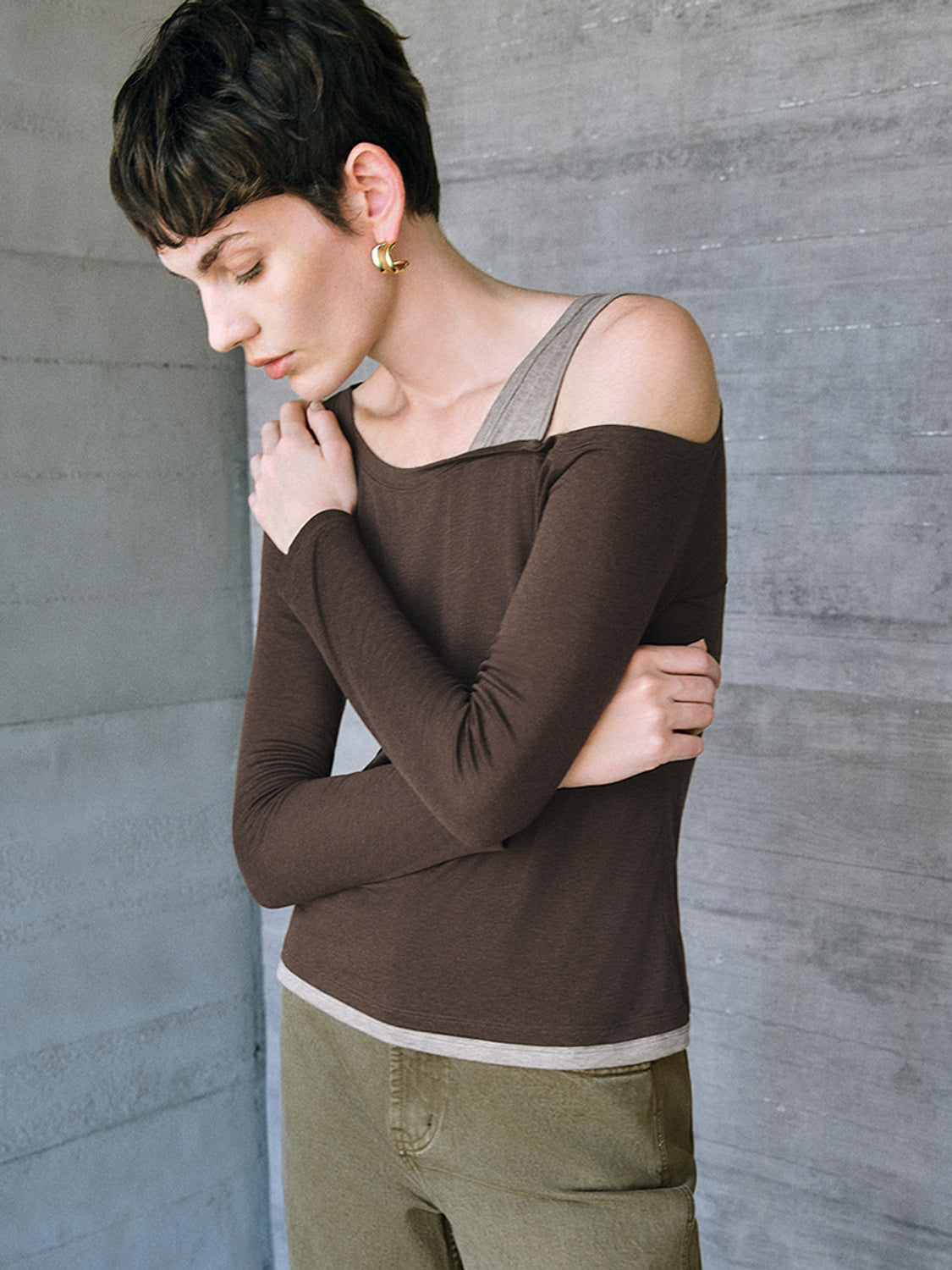 One Shoulder Straight T-Shirt