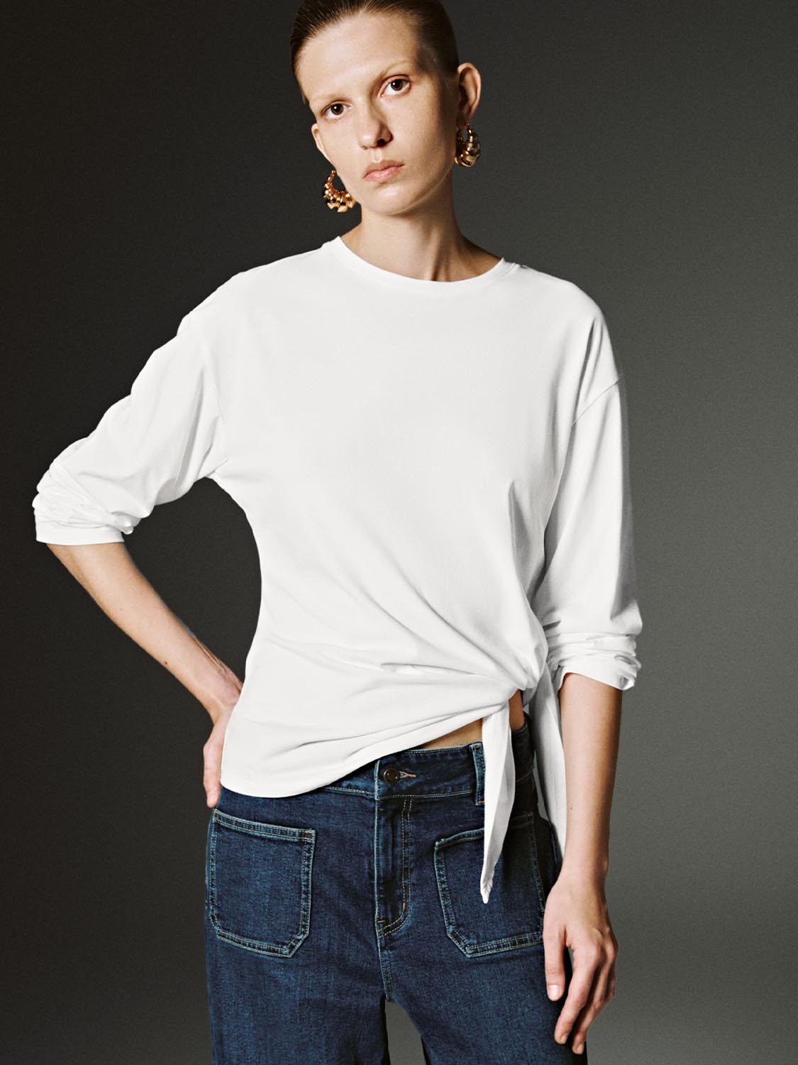 Tie Side Long Sleeve T-Shirts