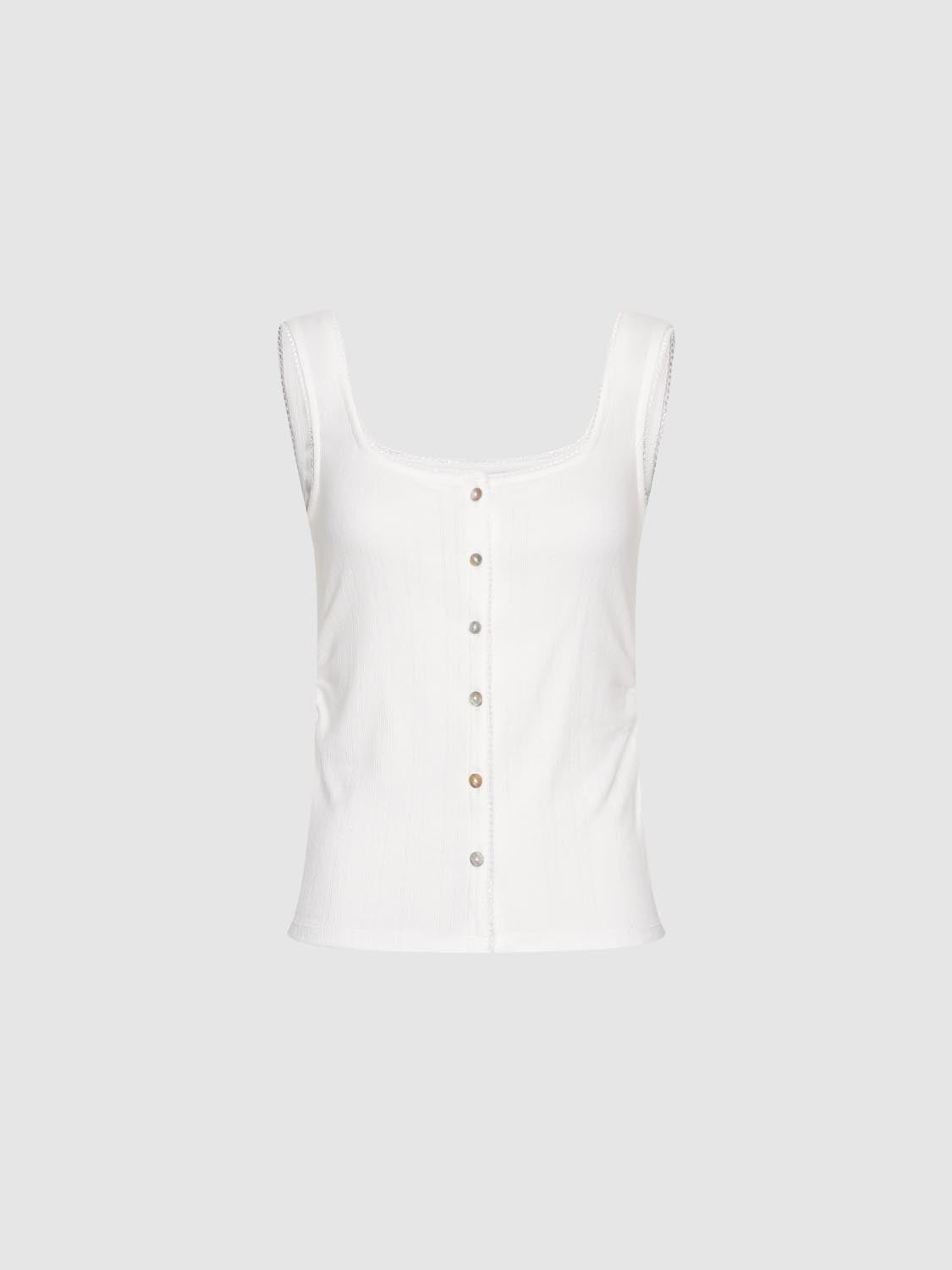 Ribbed Button Up Tank Tops