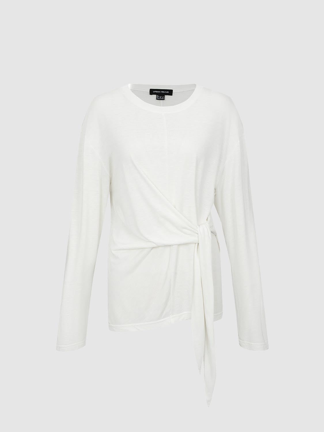 Tie Front Long Sleeve T-Shirts