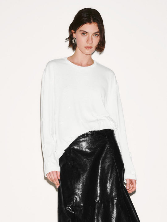 Floral Embellished Long Sleeve T-Shirts