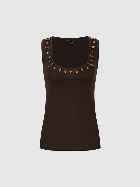 Studded Square Neck Tank Top