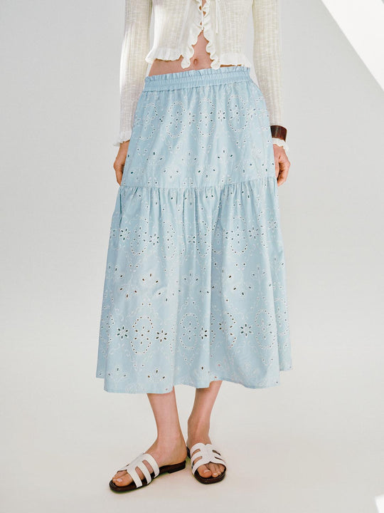 Pull On Tiered Ruffle A-Line Skirts