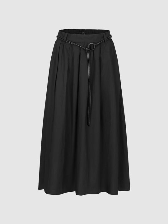 Minimalist Belted Ring Belt A-line Skirt
