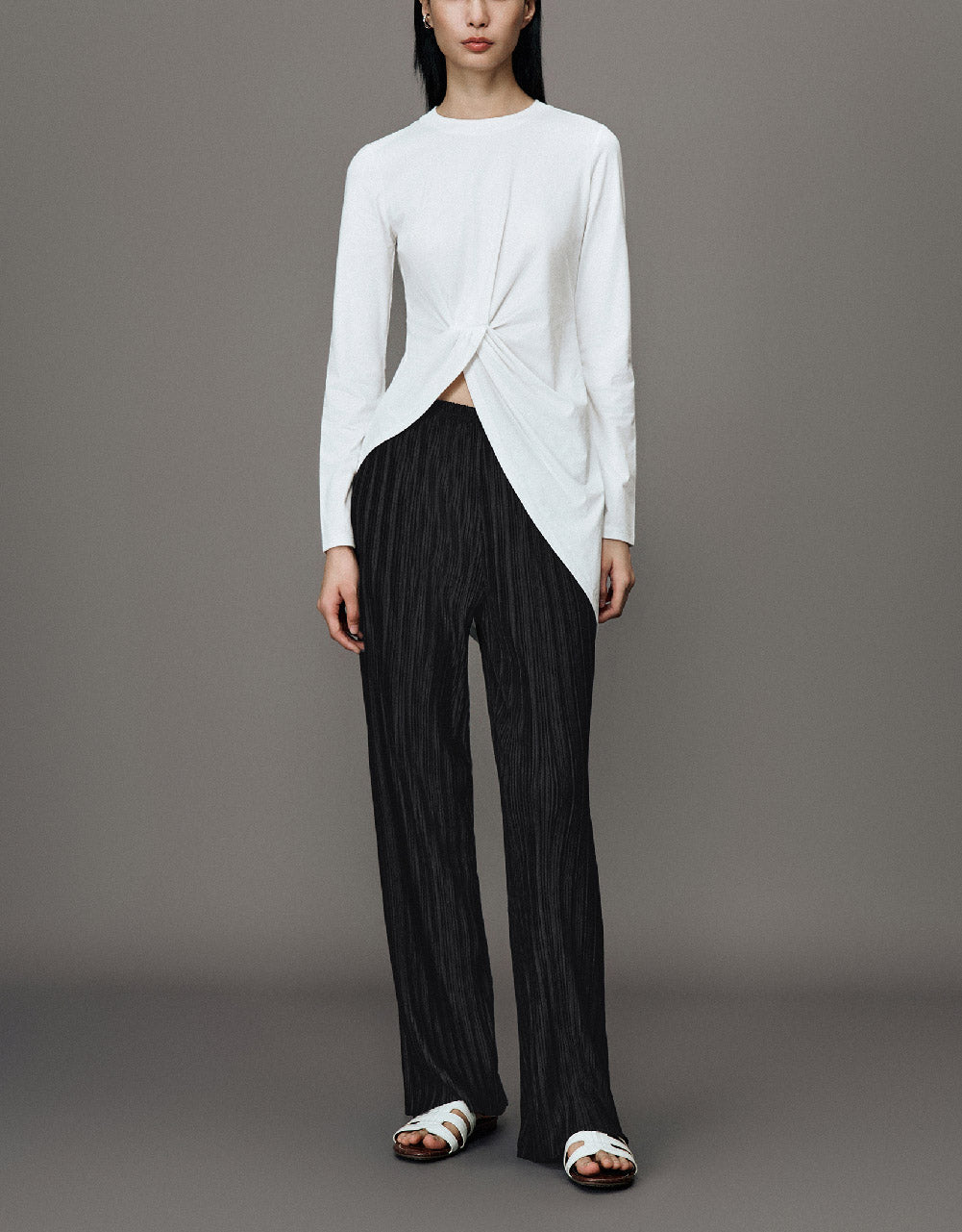 Textured Knitted Long Straight Pants