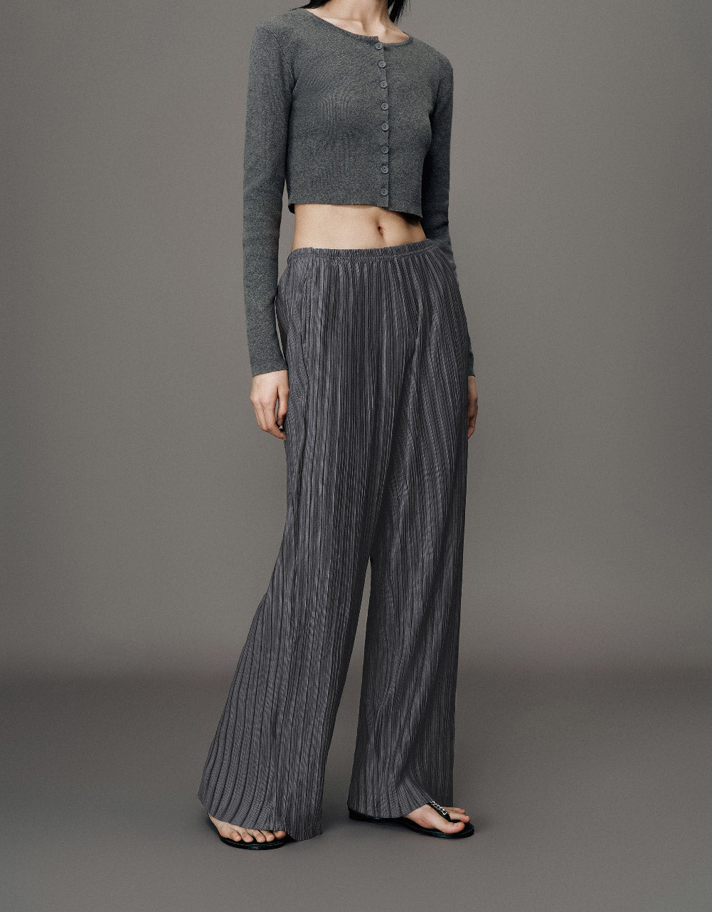 Textured Knitted Long Straight Pants