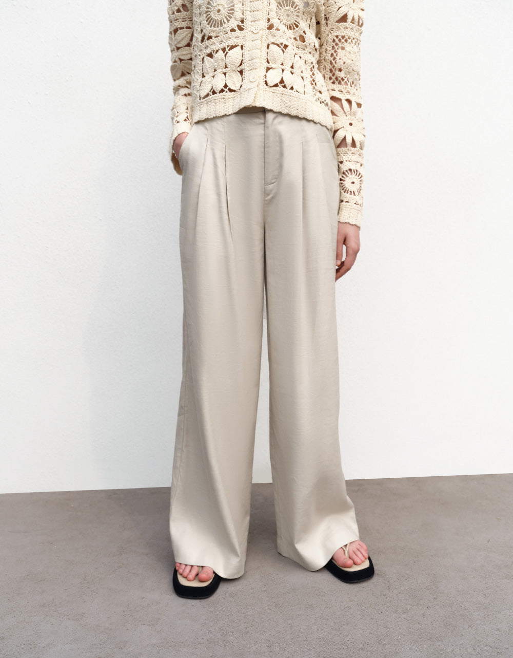 Woven Thin Wide-Leg Pants