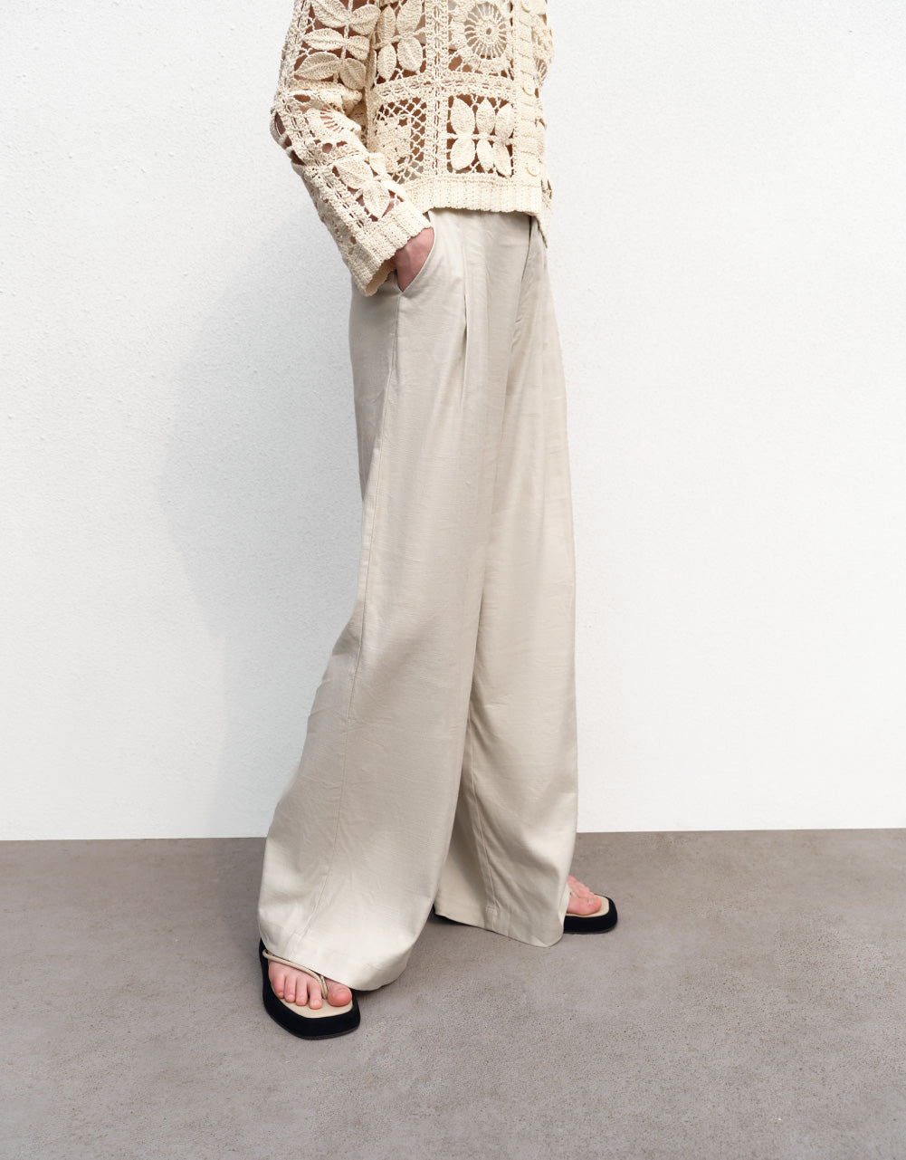 Woven Thin Wide-Leg Pants