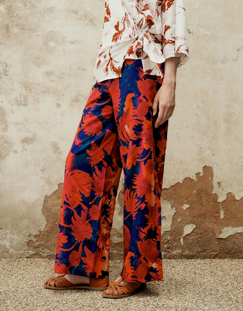 Floral Printed Wide-Leg Pants