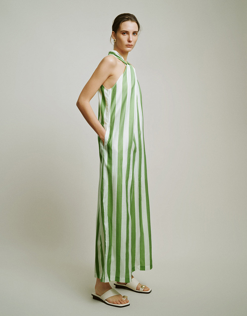 Halter Neck Striped Jumpsuit
