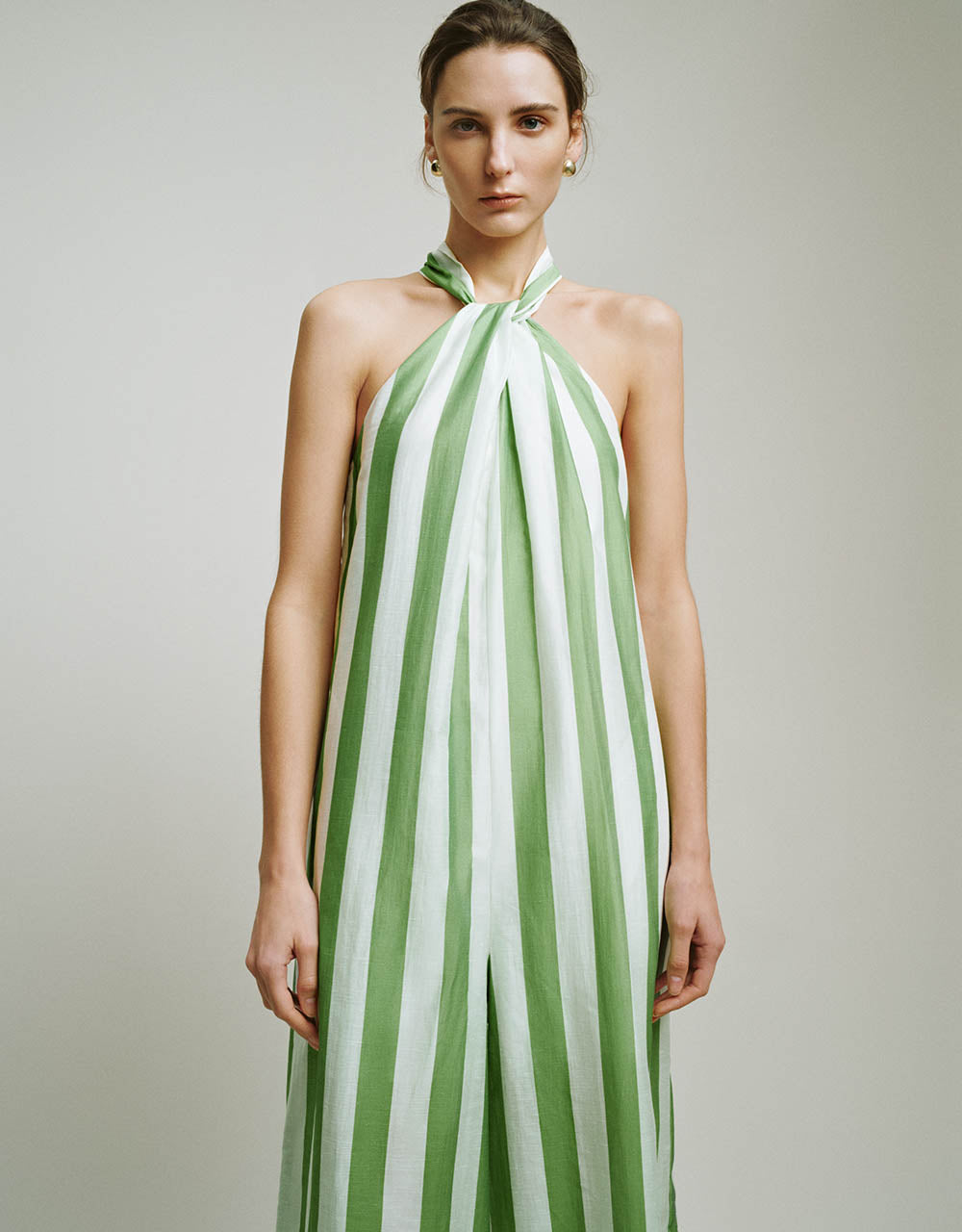 Halter Neck Striped Jumpsuit