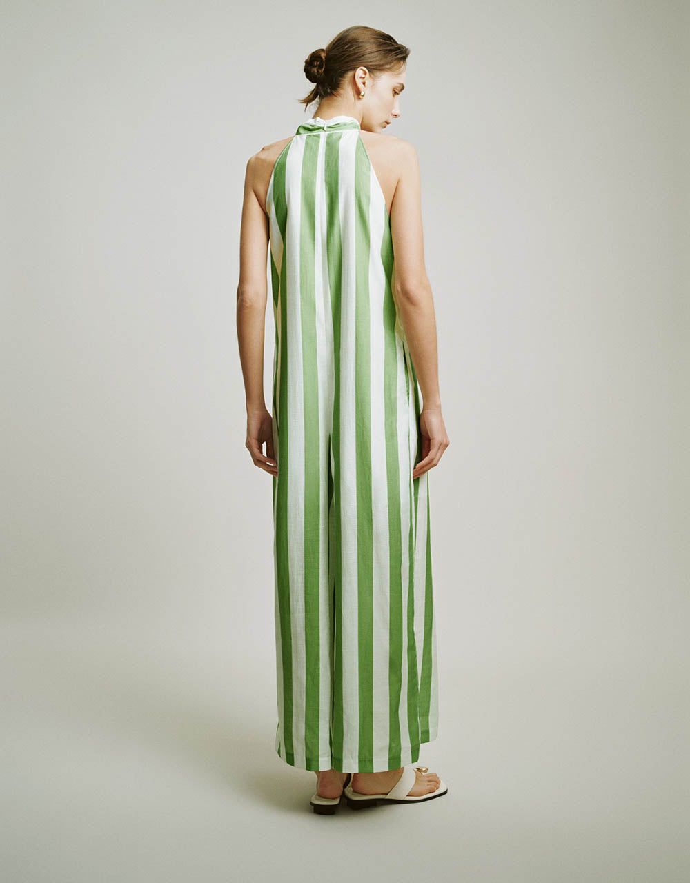Halter Neck Striped Jumpsuit