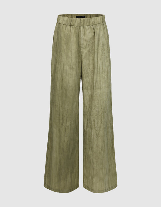 Printed Elastic Waist Wide-Leg Pants