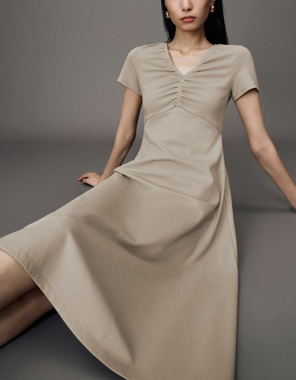Standard Sleeve V-Neck A-Line Dress