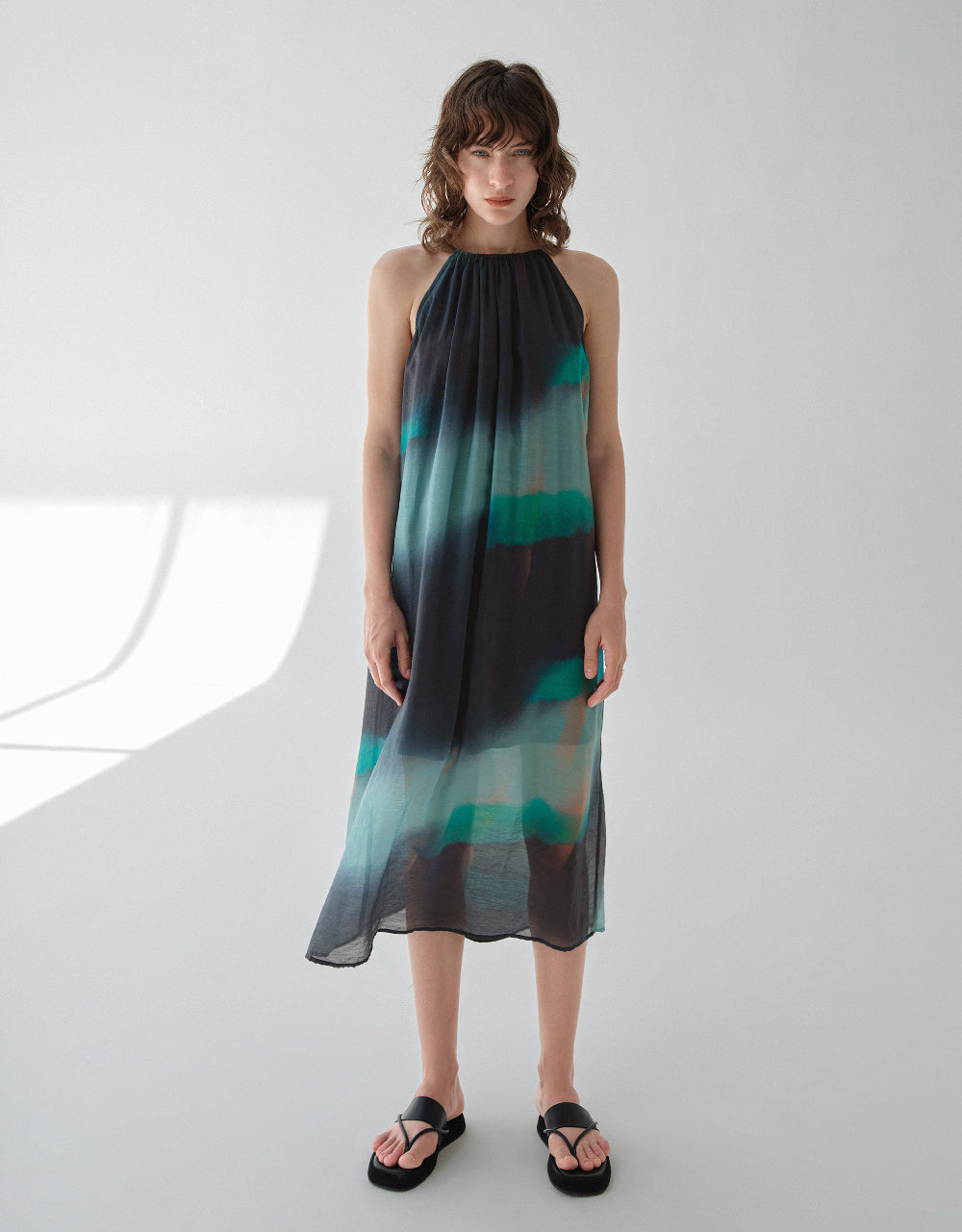 Printed Halter Neck A-Line Dress