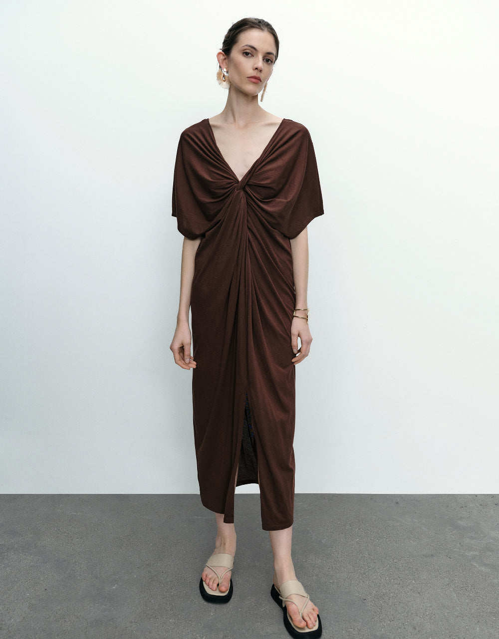 Dolman Sleeve V-Neck Dress