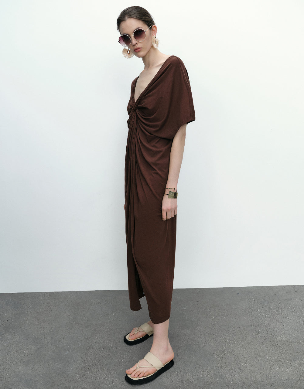 Dolman Sleeve V-Neck Dress