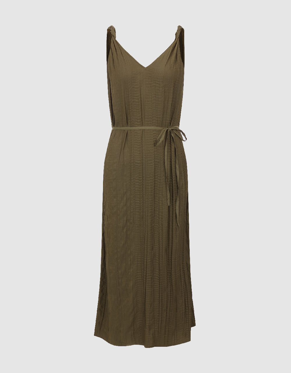 Sleeveless V-Neck A-Line Dress With Rope