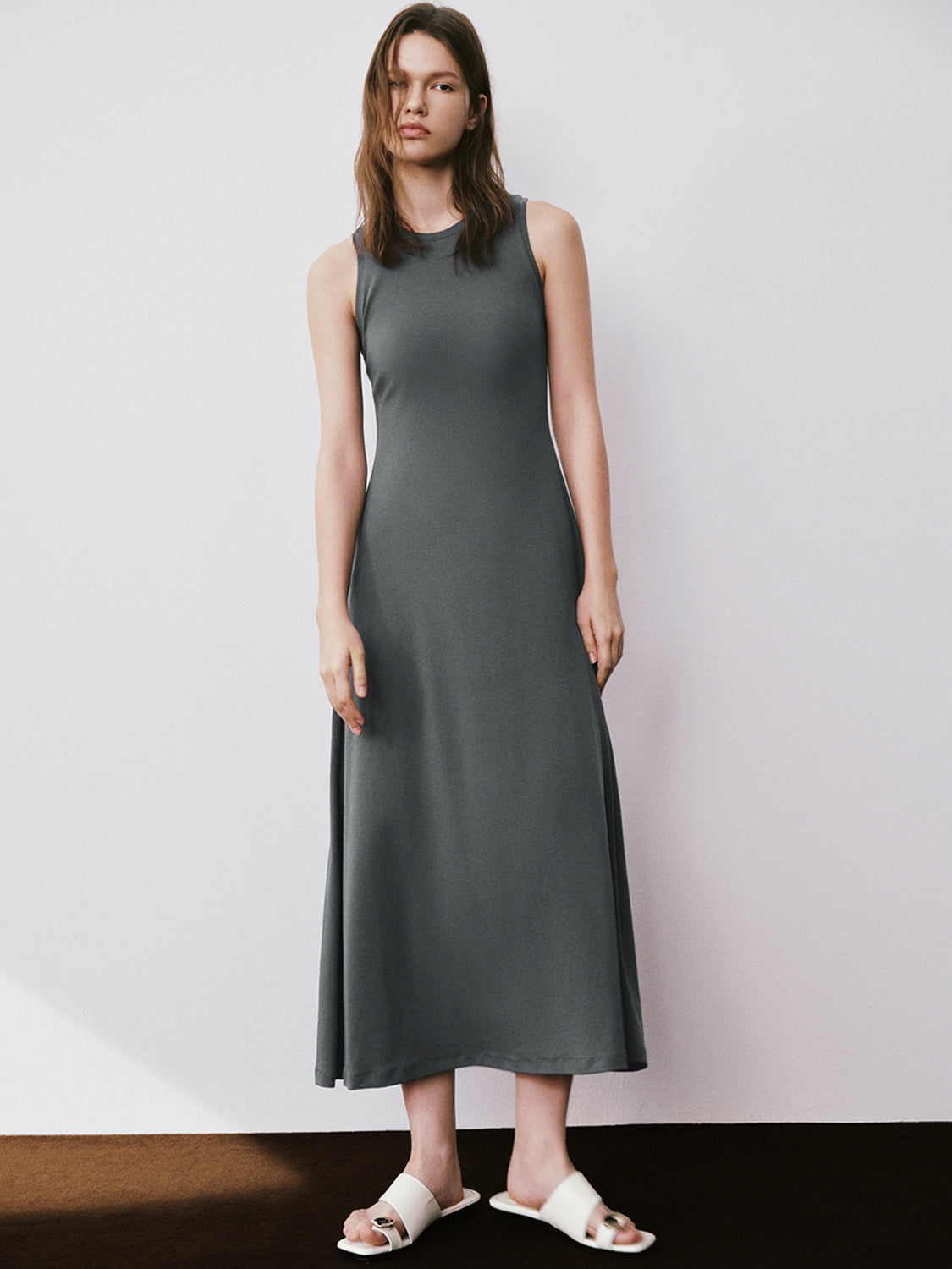 Sleeveless Crew Neck A-Line Dress