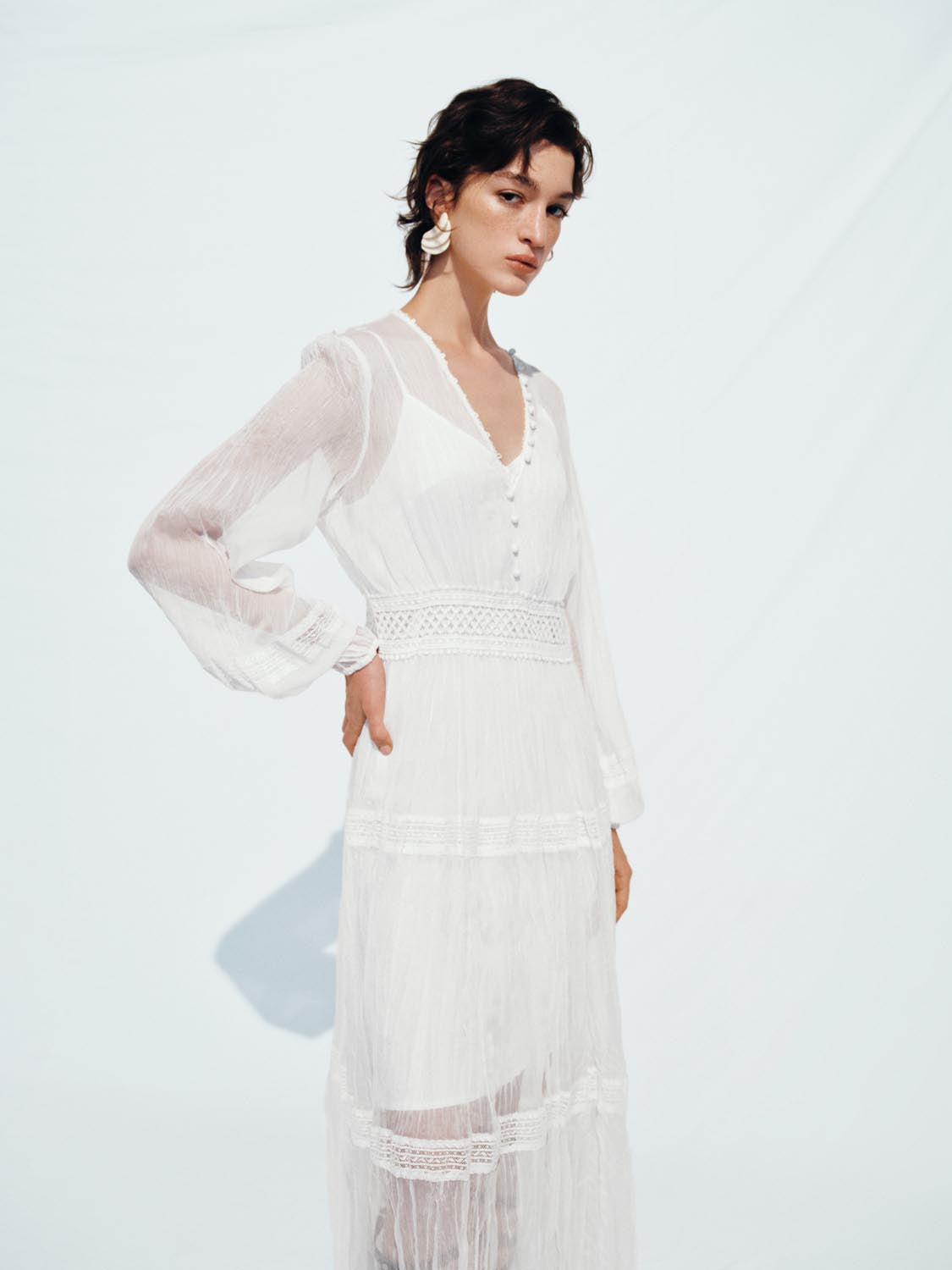 Broderie Detail Crinkle Maxi Dresses